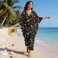thumbnail image 5 of Xixirimido Butterfly Cottage Mushroom Fern Print Womens Kaftan Dresses Long Caftans Plus Size Batwing Sleeve Swimsuit Coverup V Neck Summer Beach Dress, 5 of 6