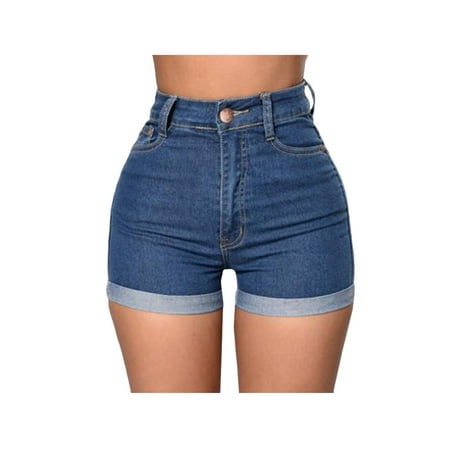 Womens Classic Mini - Women Solid Stretchy Mid Rise Tight Buttons Classic Hot Mini Jeans