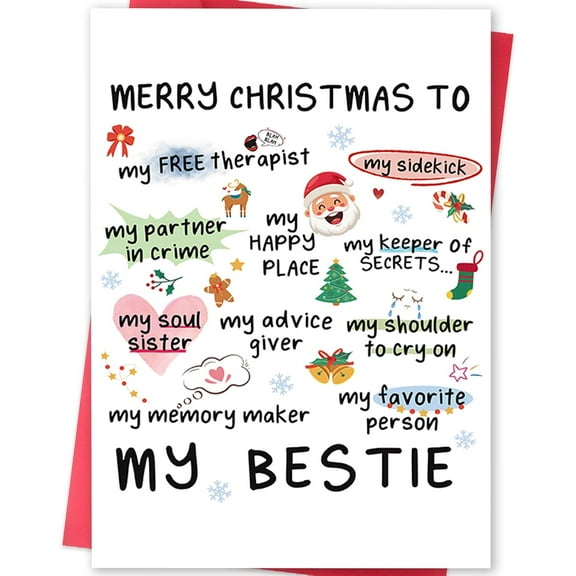 Merry Christmas Card for Best Friend – "My Favorite Person" Design – Fun & Heartfelt Greeting Card – Perfect for Besties & Soul Sisters – Envelope Included