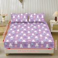 thumbnail image 2 of Jiueut Rabbit Easter Egg Heart Print Full Bed Sheet Set of 3, All Seasons Bedroom Sheet Set with Elastic Band Standard Comfortable Pillow Case for Women Men, Easter's Day Decor, 2 of 7