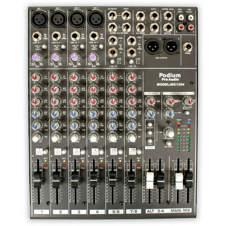 Podium Pro MX1204 Mixer 12 Channel Pro Audio Mic/Line Stereo Mixing