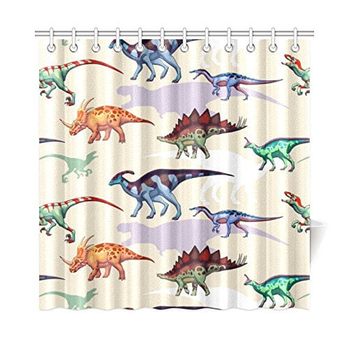 MKHERT Pattern With Dinosaur Shower Curtain Waterproof Bath Curtain ...