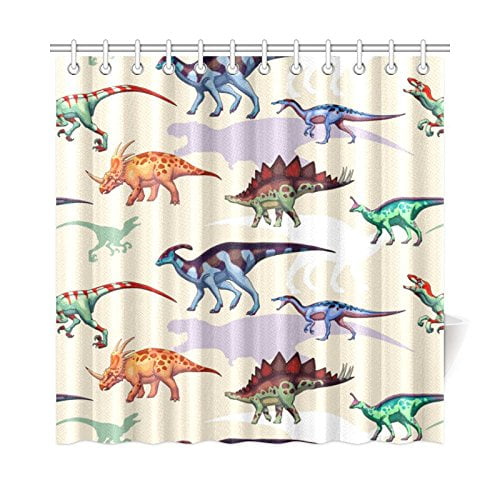 Mkhert Pattern With Dinosaur Shower, Dinosaur Shower Curtain