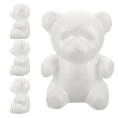 HOOWIFFY 4Pcs White Foam Bear Figures Painting Kit for Home Decor Floral Arrangement Craft Supplies