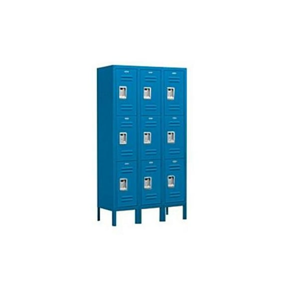 Salsbury Industries 63352BL-U 36 in. W x 66 in. H x 12 in. D Standard Metal Locker-Triple Tier-3 Wide-Blue-Unassembled