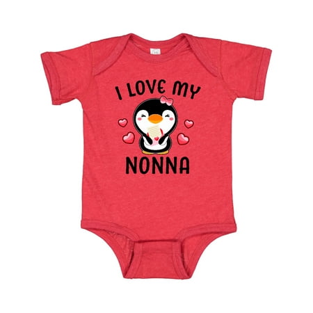 

Inktastic I Love My Nonna with Cute Penguin and Hearts Gift Baby Girl Bodysuit