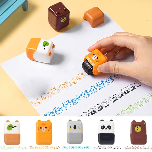 Rodillo de patrones decorativos para estudiantes | Lindo diseño de dibujos animados | Herramienta de manualidades de bricolaje fácil de usar | Almohadilla de tinta recargable | Ideal para