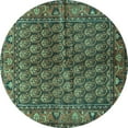 thumbnail image 1 of Ahgly Company Machine Washable Indoor Round Persian Turquoise Blue Traditional Area Rugs, 4' Round, 1 of 4