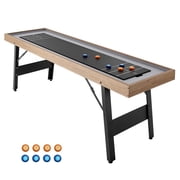 KFFKFF 7 ft Shuffleboard Table with Curling Combo, Compact Game Table with Smooth Surface, Folding Legs, 8 Pucks, Easy to Assemble and Transport, Perfect for Family Game Rooms