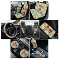 thumbnail image 2 of Renewold Hippie Flower Highland Cow Car Seat Covers Front Back Seat Covers Full Set Car Steering Wheel Cover Armrest Pad Handbrake Cover Gear Shift Cover Seatbelt Pads Car Coasters, 2 of 7
