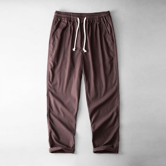 Pantalones casuales de lino Pantalones largos de tubo recto sueltos de lino para hombre Pantalones de algodón y lino de talla grande para verano