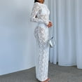 thumbnail image 5 of Women Print Lace Long Sleeve Sexy Bodycon See Through Maxi Dress Party Y2K Lady, 5 of 10