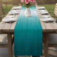 thumbnail image 4 of Teal Ombre Table Runner - 108 Inch Long Contemporary Gradient Abstract Art Cotton and Linen Blended Dress Scarves Farmhouse Table Runner for Kitchen Dining, Coffee Table, 13" x 108", 4 of 8