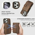 thumbnail image 5 of for iPhone 15 Pro Case, Compatible with MagSafe, Detachable Magnetic Wallet Case with PU Leather Kickstand Card Slots Shockproof Protection 2 In 1 Function Case for iPhone 15 Pro, Brown, 5 of 8