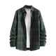thumbnail image 1 of Blusa y camisa de manga larga con cuello vuelto para hombre, informal, con botones y bolsillos, camisa de manga larga a cuadros, abrigo de lino para hombre, 1 of 7