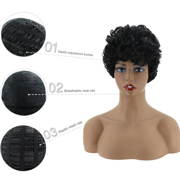VERDANVERSE Ladies Wigs Smooth Touch Curly Black Synthetic Material 1Pack