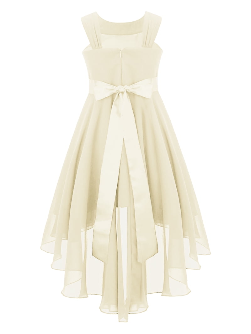 CHICTRY Girls Chiffon Floral Lace Party Dress Sleeveless Wedding Bridesmaid  Dress,Sizes 6-16 Champagne-A 12