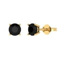 thumbnail image 2 of 1.5 Ct Round Cut Studs Black Natural Onyx 14K Yellow Solid Solid Gold Everyday Dainty Earrings Push Back, 2 of 7