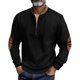 thumbnail image 2 of Blusa y camisa de manga larga con cuello alto para hombre, informal, de color liso, con cremallera, de manga larga y cuello alto, de poliéster., 2 of 7