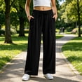 thumbnail image 2 of Njagoc3 Palazzo Pants for Women Casual Drawstring High Waisted Lounge Pants Fitted Wide Leg Trousers with Pockets, 2 of 6