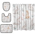thumbnail image 2 of 4-Piece Bathroom Set with Waterproof Shower Curtain with Non-Slip Bath Mat, U-Shaped Mat & Toilet Lid Cover Easter Bunnies and Willow Branches, 2 of 8