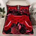 thumbnail image 2 of Erosebridal Red Gamepad Sheet Set King, Gradient Geometry Bedding Sets King Size, Leaf Plant Decor 4-Piece, 2 of 7