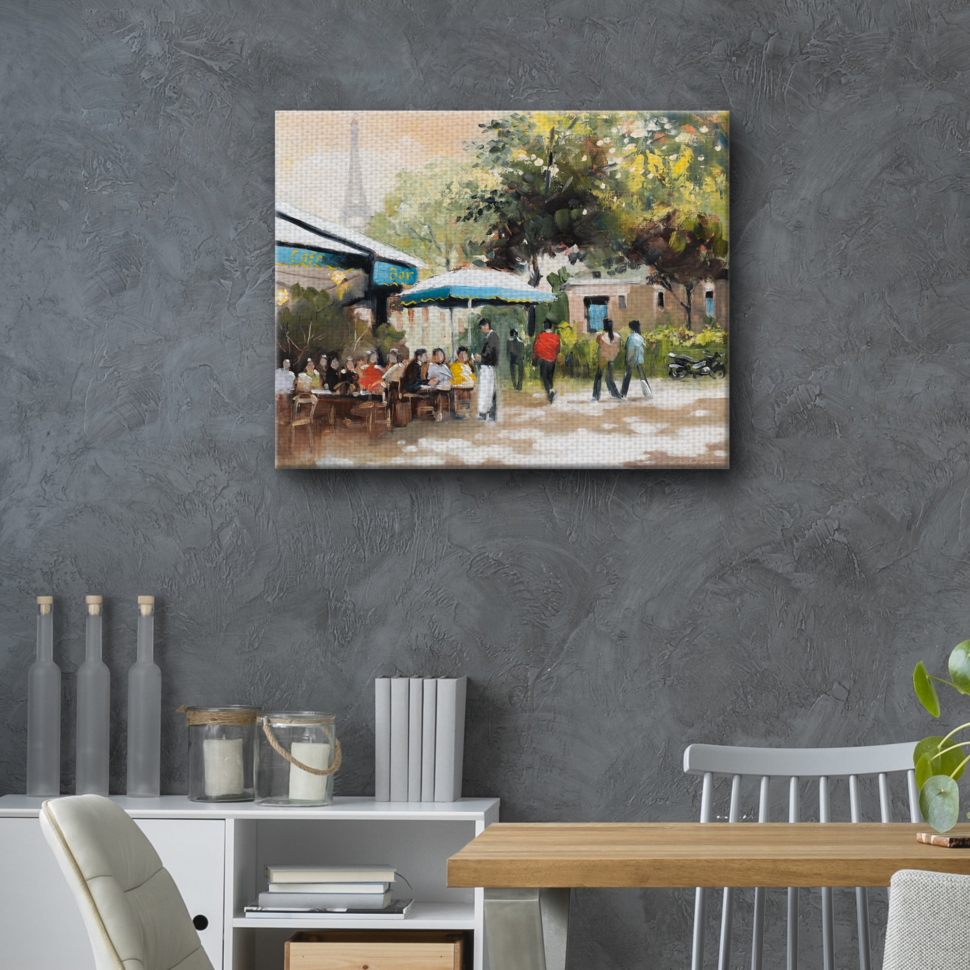 Fine Art Canvas Paris Teal I Cafe by E. Anthony Orme Canvas Art Print