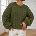thumbnail image 2 of Arlun Fall Winter Cable Knit Sweaters for Women 2026 Trendy Oversized Crewneck Pullover Sweater Long Sleeve Solid Color Casual Loose Fit Comfy Outwear Tops 2026 Army Green L, 2 of 4