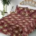 thumbnail image 3 of Ambesonne Vintage Fitted & Flat Sheet with Shams 4 Pcs Set, Roses Leaves Floral Plot, King, Army Green and Dark Rust, 3 of 5