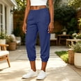 thumbnail image 2 of Womens Summer Pants Breathable Joggers Cotton Linen Trousers,Dark Blue Size L, 2 of 8
