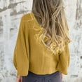 thumbnail image 3 of hxobax Womens Long Sleeve Cotton Linen Tops Deep V Neck Button Up Shirts Casual Loose Texture Blouse, 3 of 3