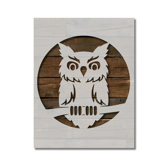 Owl Branch Moon Stencil Template Reusable 8.5 x 11 for Painting on Walls, Wood, Etc. By Stencilville