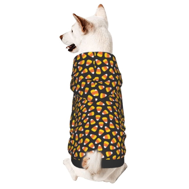 Fotbe Candy Corn Sudadera con Estampado para Perros Pequeños – Suéter con Capucha para Mascotas, Tela Suave de Forro Polar con Bolsillo-X-Small