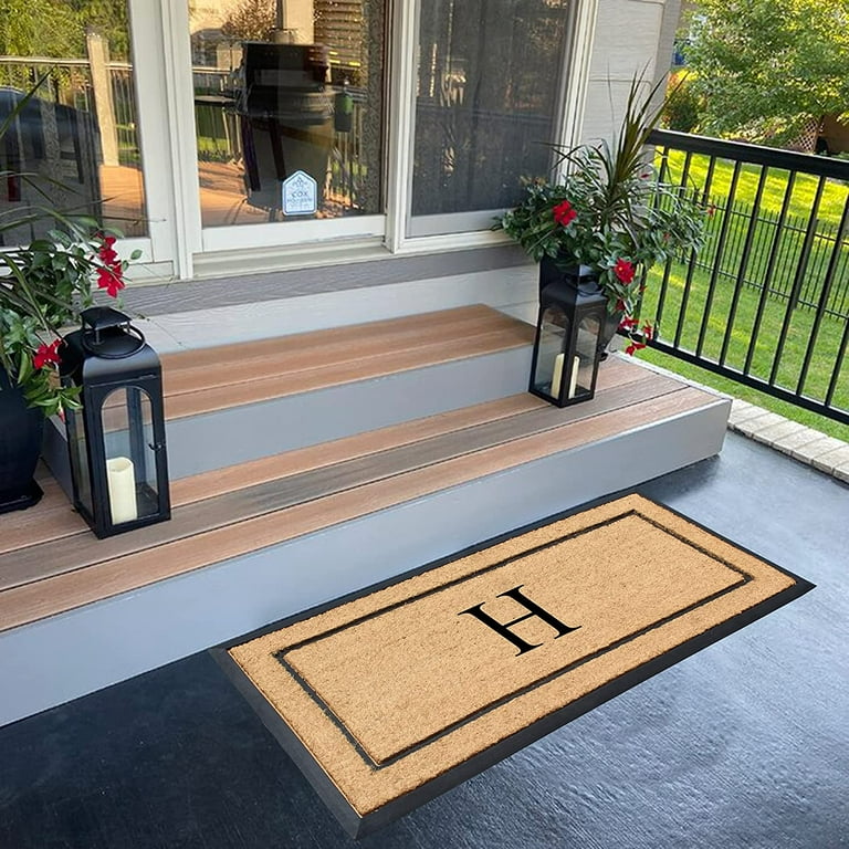 A1HC Natural Coir Monogrammed Door Mat for Front Door, 24x48, Heavy Duty  Welcome Doormat, Anti-Shed Treated Durable Doormat for Outdoor Entrance,  Low Profile, Long Lasting Front Porch Entry Rug 