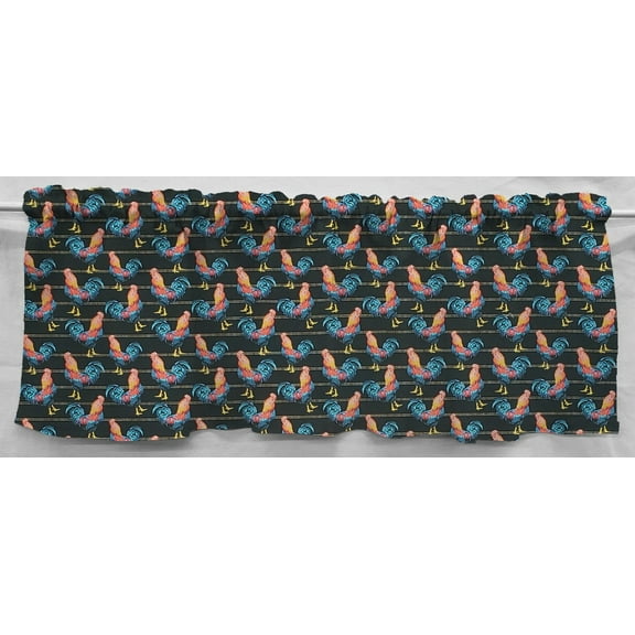 Roosters Curtain Panels by Penny's Needful Things (Set of 2) 24 Inch Long LINED (Black)