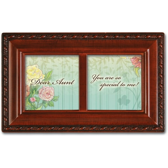Dear Aunt Cottage Garden Woodgrain Petite Music Box Plays Wind Beneath My Wings