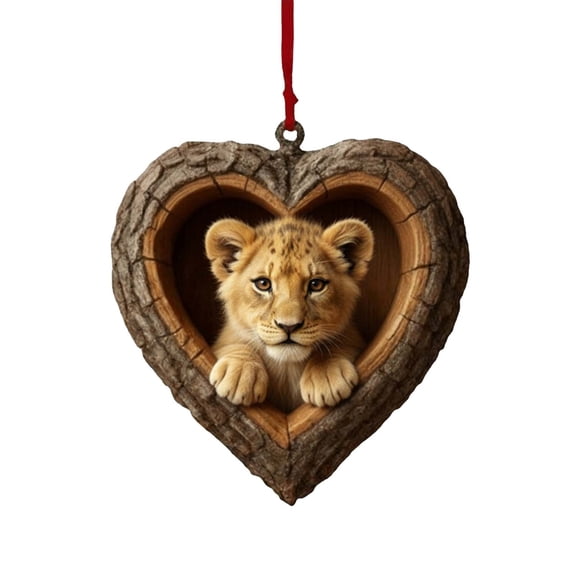 Beautynvta Forest Animal Christmas Ornaments, 3.15'' Cute Forest Animal in Heart Tree Hole Ornaments for Christmas Tree, Personalized Acrylic Hanging Ornament, Gifts for Animals Lovers