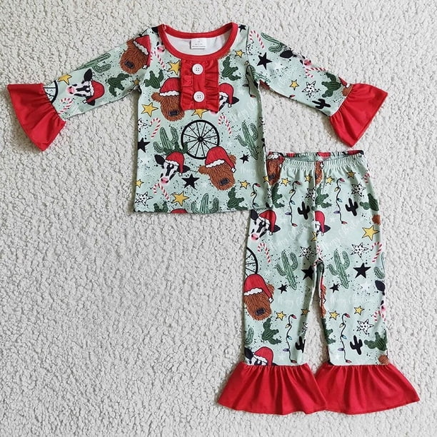 Venta al por mayor de pijamas de dinosaurios de Navidad para niños, conjunto de manga larga para niño y niña, pantalones para niños, ropa de dormir para niños pequeños, ropa de dormir