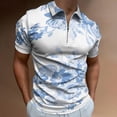 thumbnail image 2 of Modern Navy Blue White Watercolor Elegant Floral Men Zipper T-shirt Summer Casual Short Sleeve T-shirt Top, 2 of 7