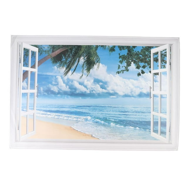Etiqueta de pared 3D Zulema PVC Falsas Ventanas Playa