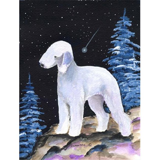 Bedlington Terrier Drapeau en Toile - Taille Maison, 28 x 40 Po.