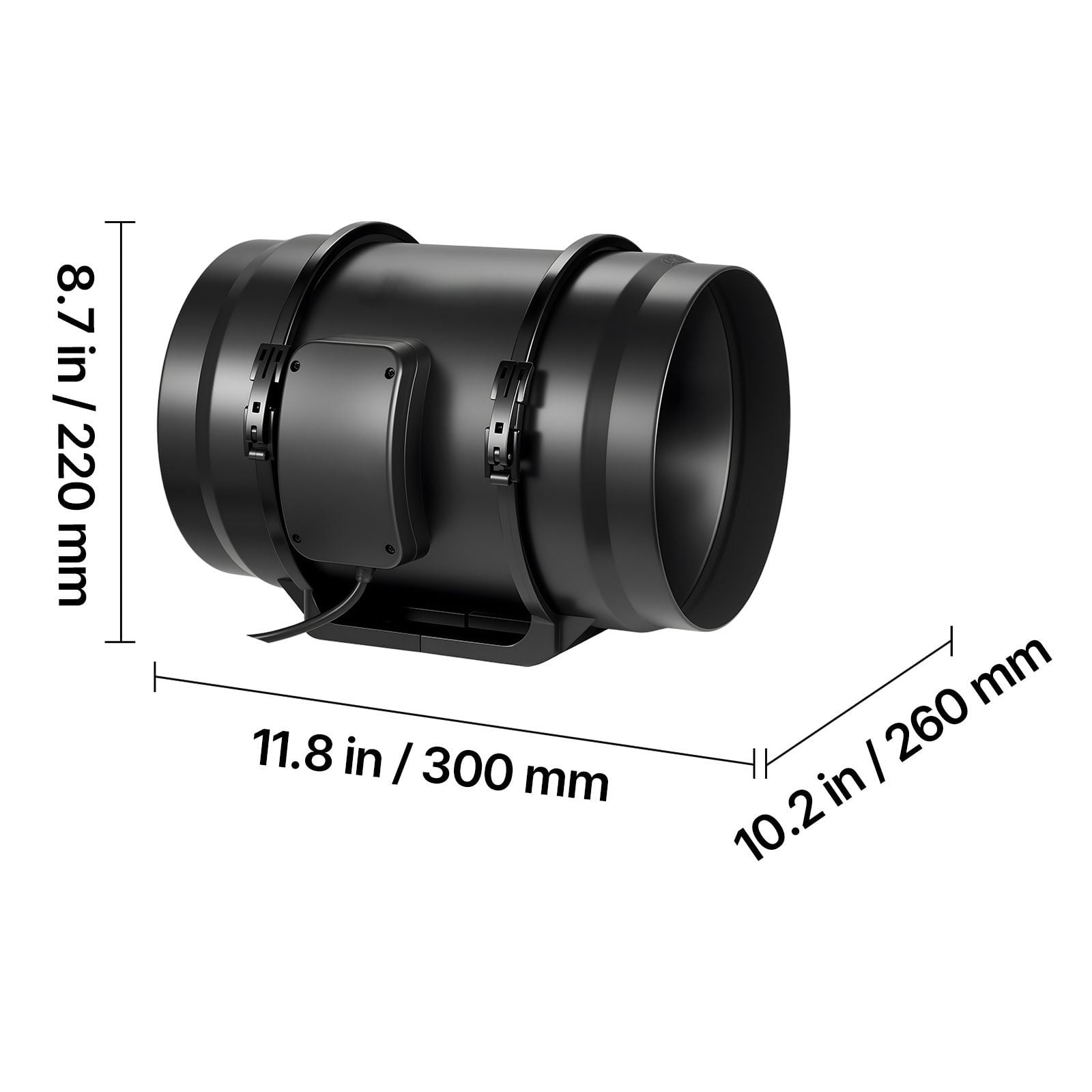 8 Inch Inline Duct Fan 720 CFM, AC Motor, Quiet 55 dB, for Grow Tent Ventilation Heating Cooling