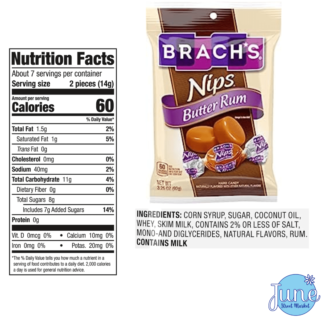 Brach's Nips Rich & Creamy Low Calorie Hard Candy, Individually Wrapped  (Pack of 3) 3.5 oz Bags(Variety - Coffee, Caramel & Butter Rum) 