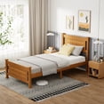 thumbnail image 3 of Zimtown Twin Bed Frame,Solid Pine Wood Platform Bed Frame, Bedroom Bed with Headboard, Brown, 3 of 8