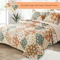 thumbnail image 3 of Whale Flotilla Reversible Patchwork Quilts Twin Size, Lightweight Boho Printed Bedspreads Coverlets Quilt Bedding Set with 1 Pillow Sham for All Seasons, Orange, 3 of 7