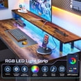 thumbnail image 6 of Amadwell 47" Gaming Computer Desk with LED Lights, Power Outlets, Home Office Writing Desk with 4 Drawers, Rustic Brown, 6 of 8