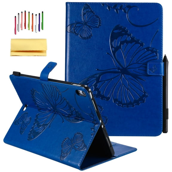 iPad Pro 11-inch 2018 Release Case, Allytech Embossed with Butterfly Series Folio Stand Wallet Case with Cards/Cash Holder [Apple Pencil Charging not Supported] for Apple Pad Pro 11" (2018), Blue