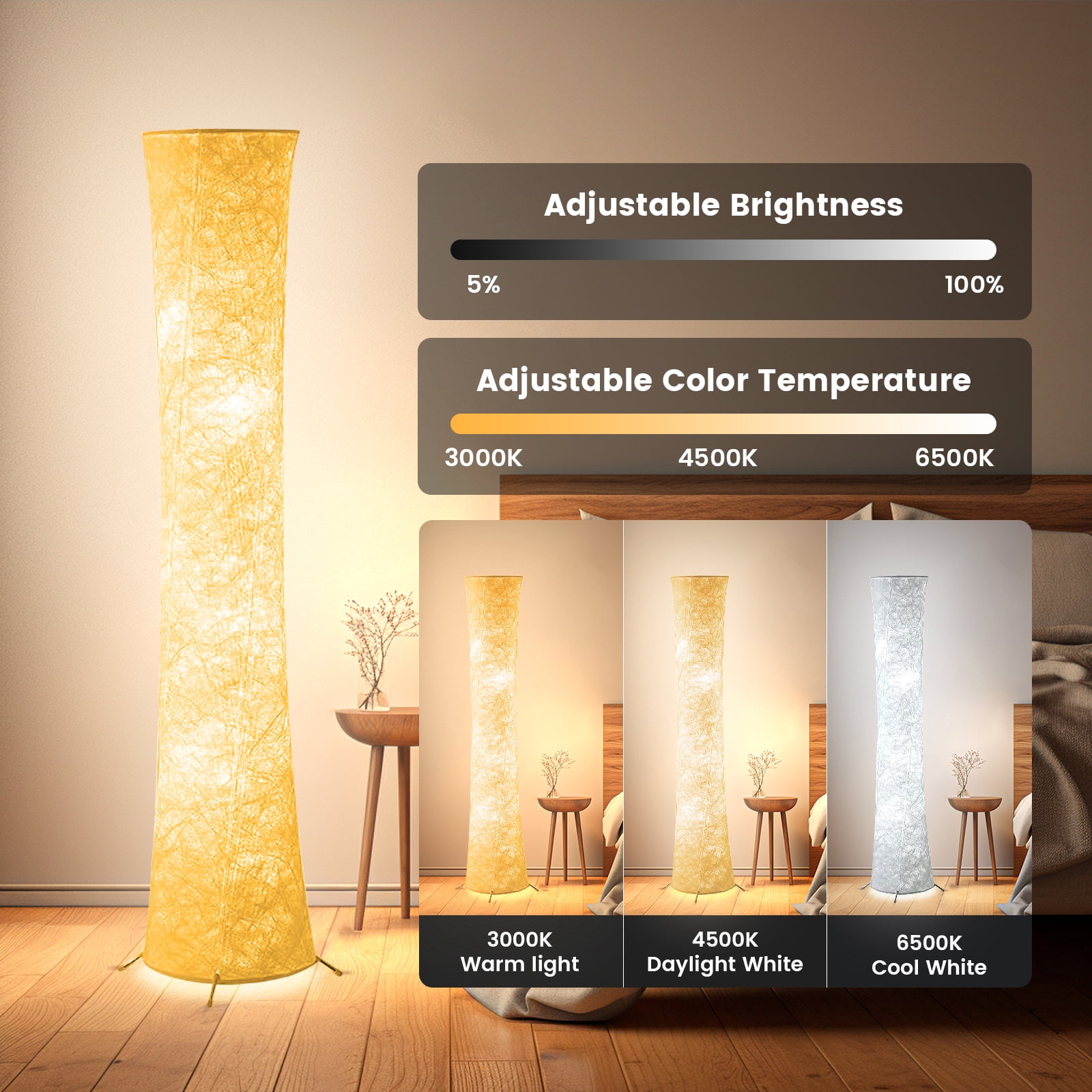 BLITZWILL Soft Light LED Floor Lamp RGB Color Changing 61'' Tall Corner Lamp ,Standing Lamp With Remote & Smart App Control, Music Sync, for Living Room Bedroom Game Room, Round