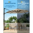 thumbnail image 4 of 10ft Solar LED Cantilever Patio Umbrella, 360-Degree Rotation Hanging Offset Market Outdoor Sun Shade w/Lights, Easy Tilt, Cross Base for Backyard, Deck, Poolside, 4 of 7
