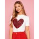 thumbnail image 2 of Heart-shaped sequined crew neck T-shirt, plain cotton Tee For Adult, Men, Women, Teen, Teenager, Adolescent, Youth, 2 of 5